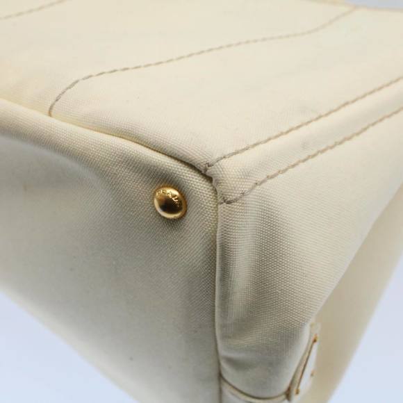 PRADA Canapa MM Hand Bag Canvas White Auth bs8562 - Picture 15 of 16